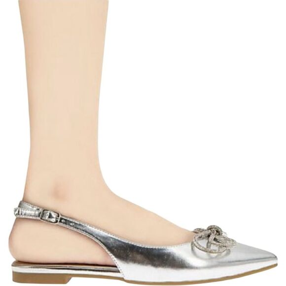 BCBGeneration Kristin Silver Pointed Flat Slingback - Picture 1 of 9
